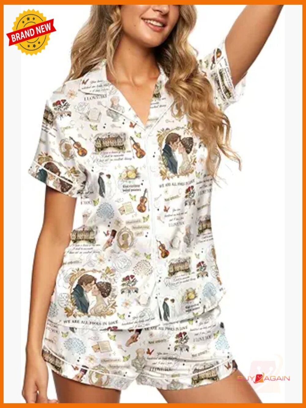 Women's Silky Satin Pajama Set - 2 Pc Short Sleeve Button Down Sleepwear